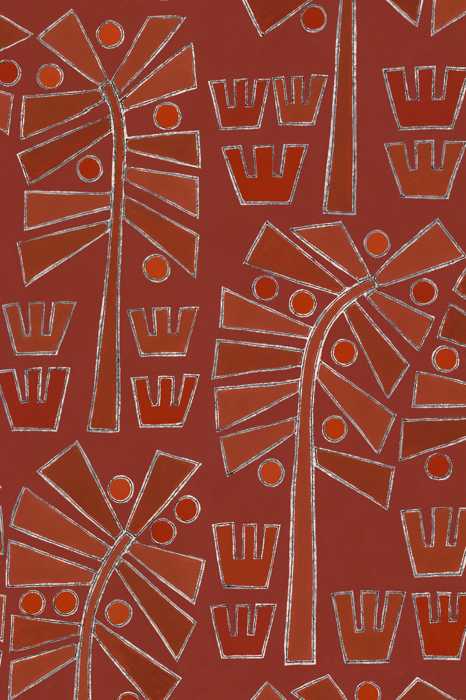 Grove Terracotta Wallpaper Design