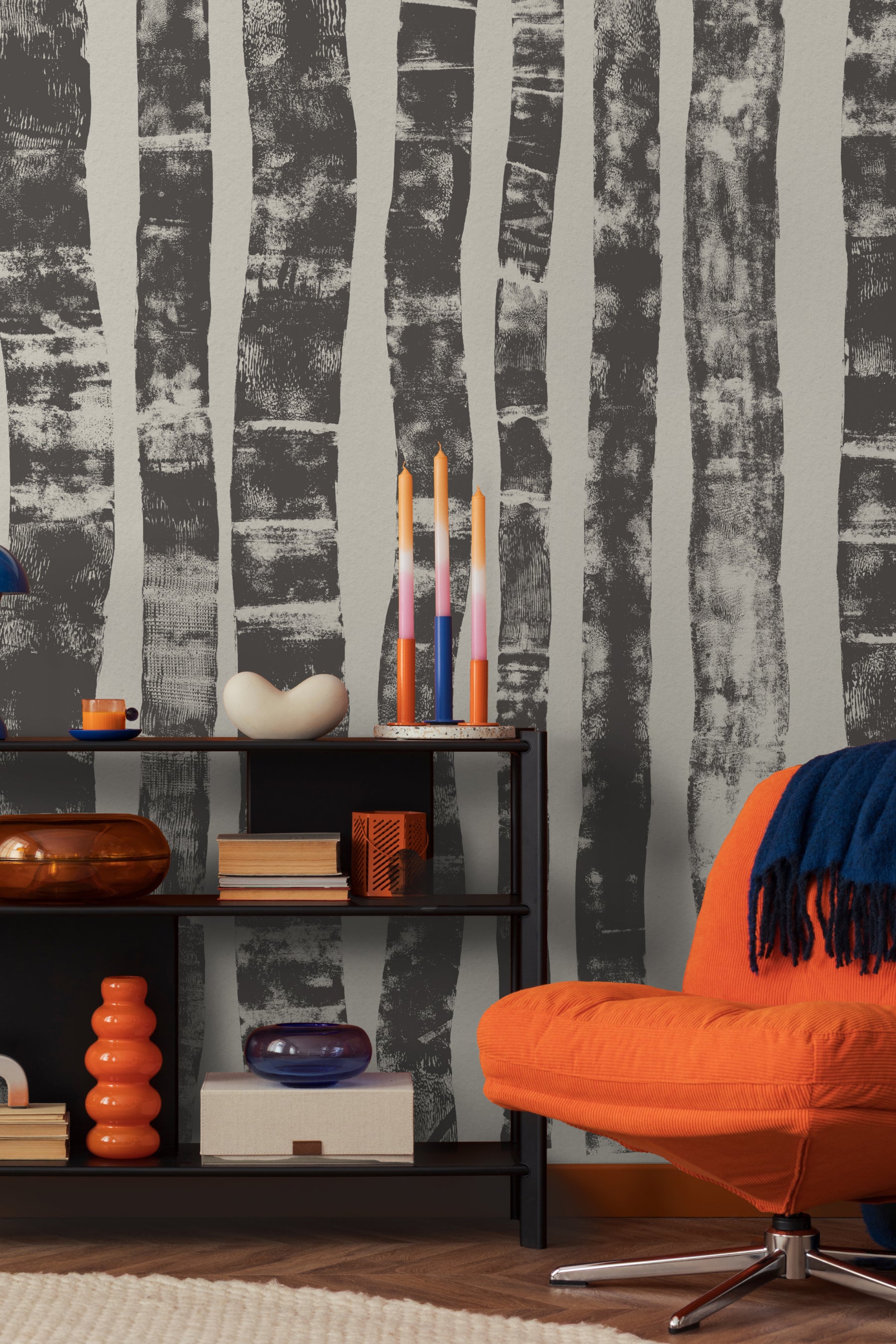 Birch Mural - Midnight