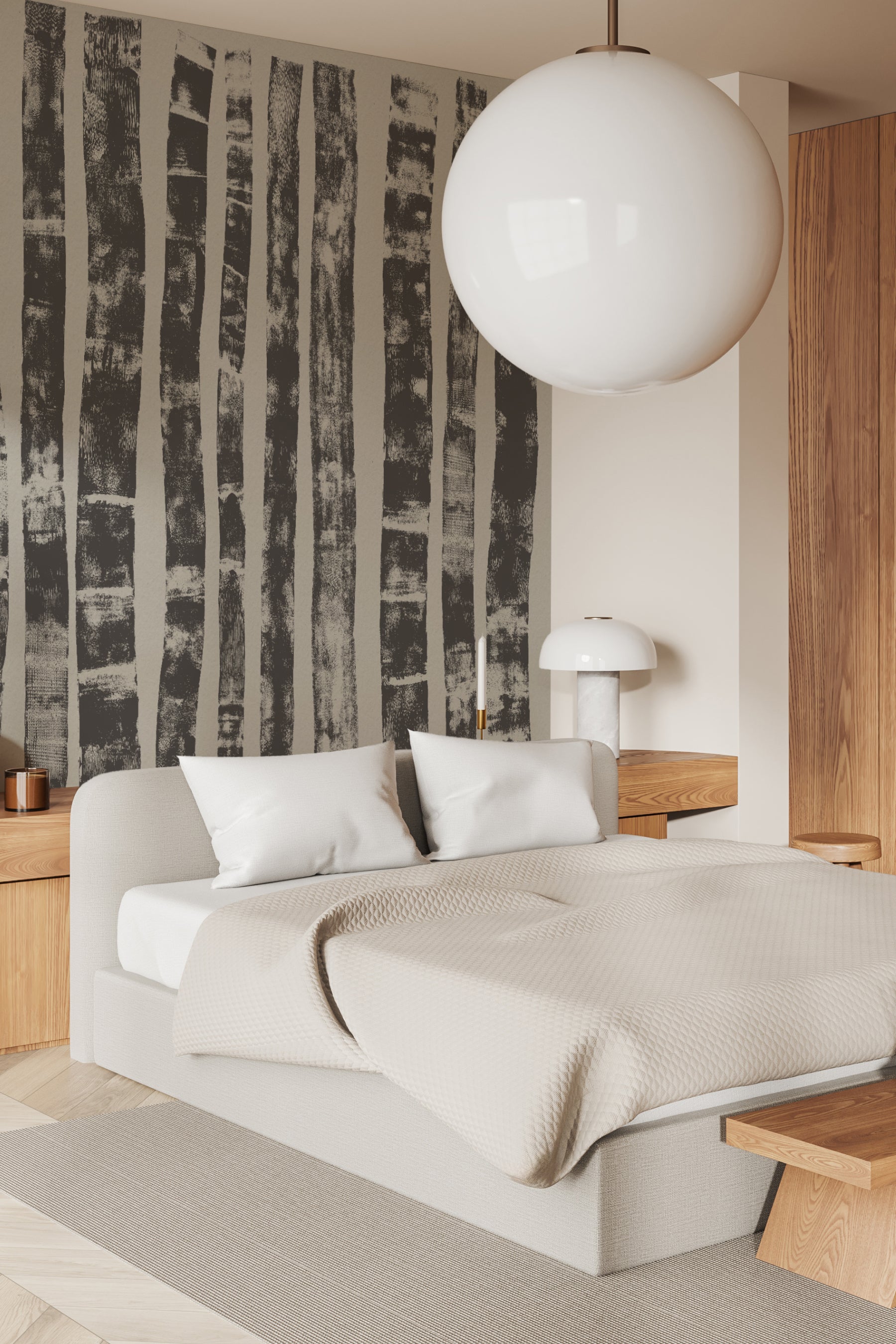 Birch Mural - Midnight