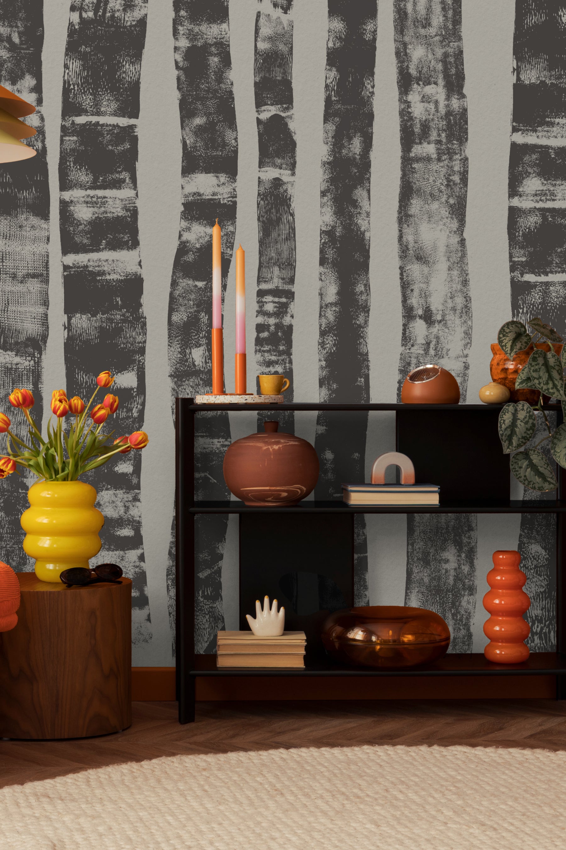 Birch Mural - Midnight