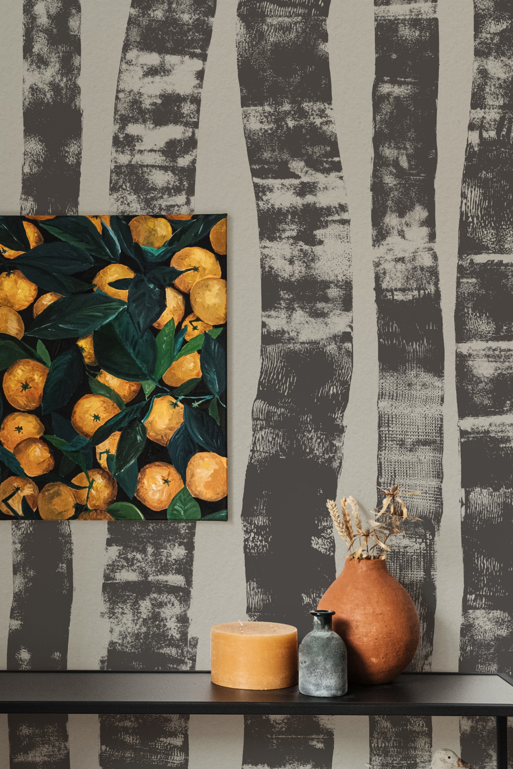 Birch Mural - Midnight