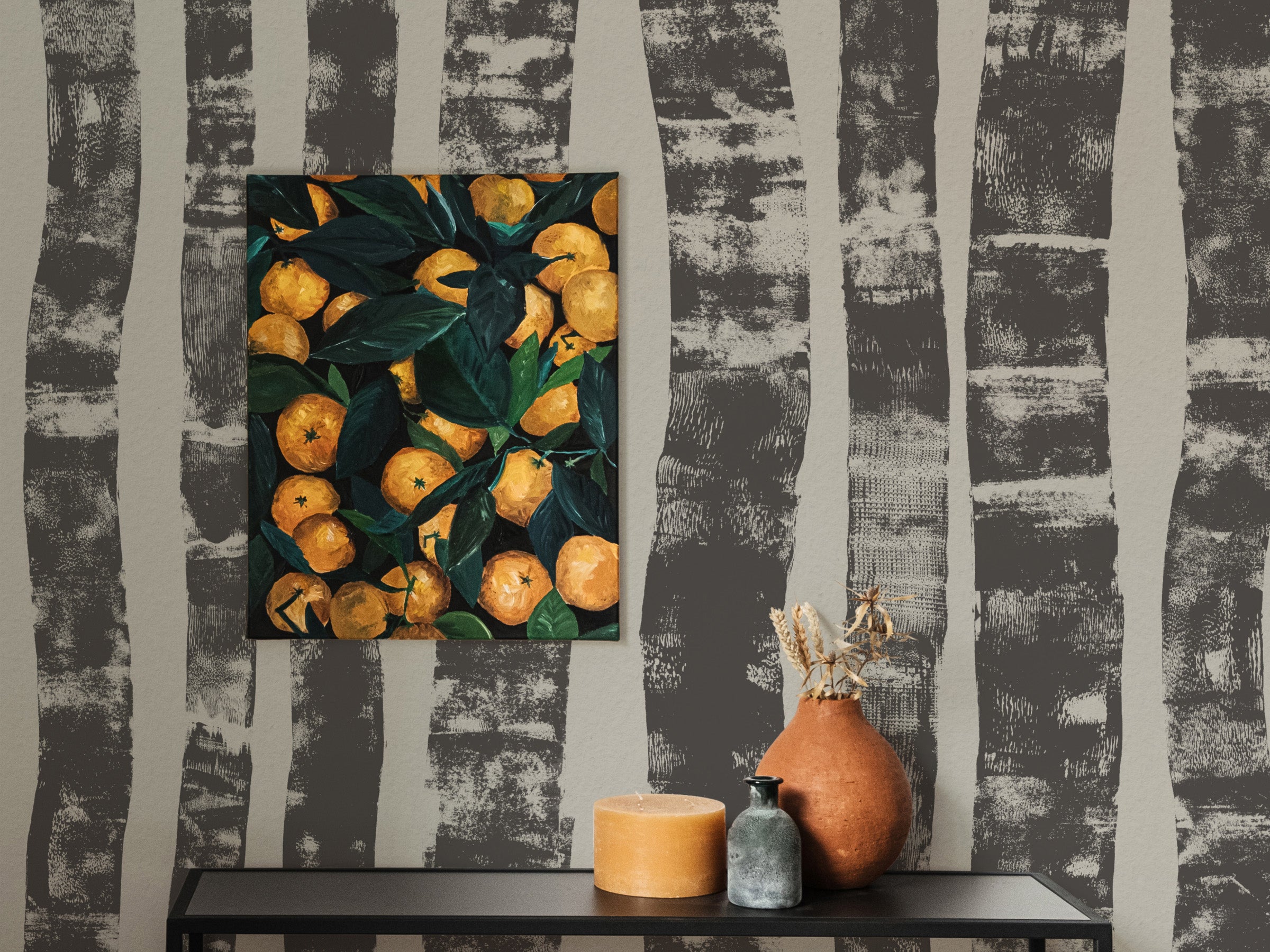 Birch Mural - Midnight