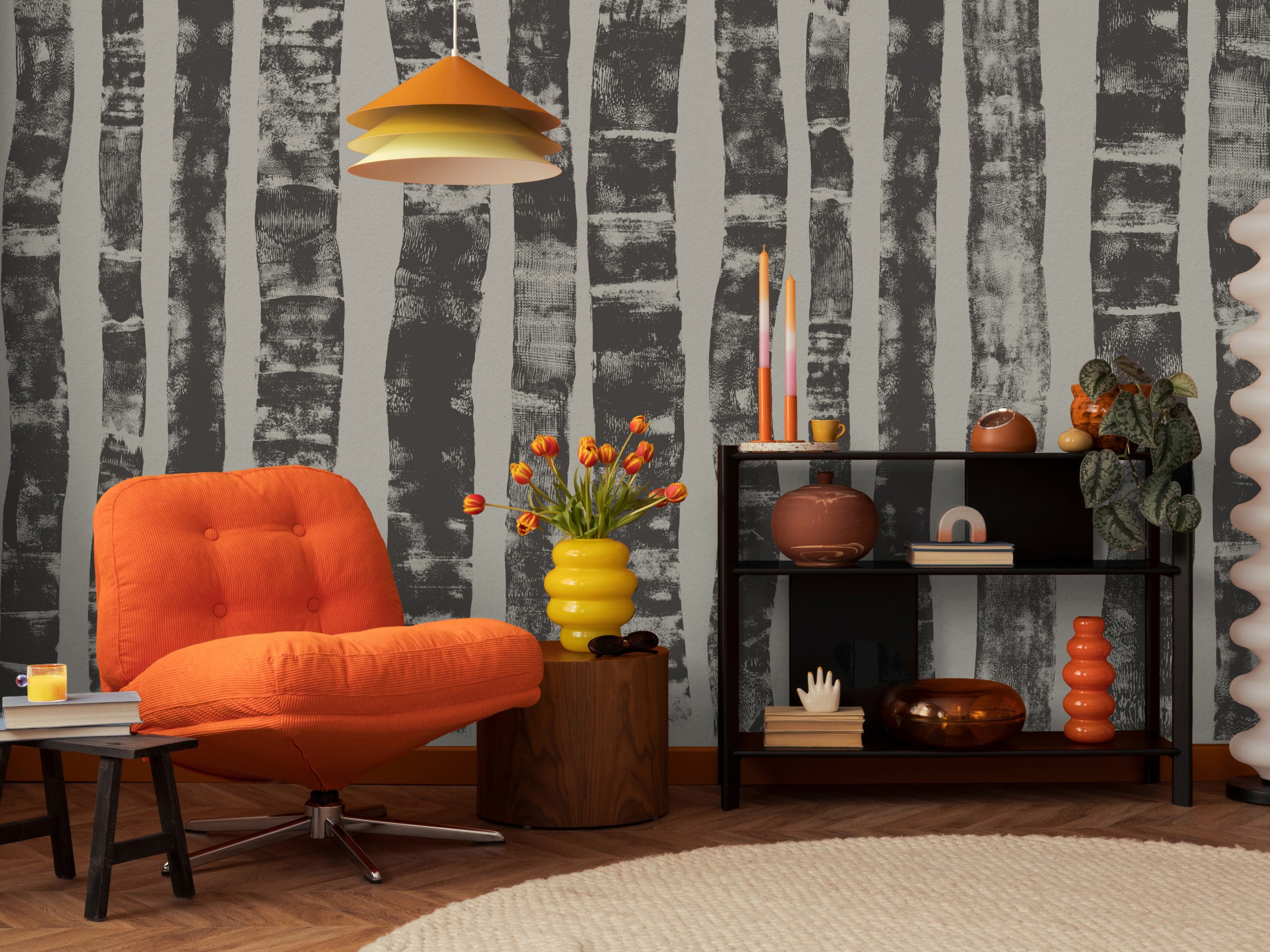Birch Mural - Midnight