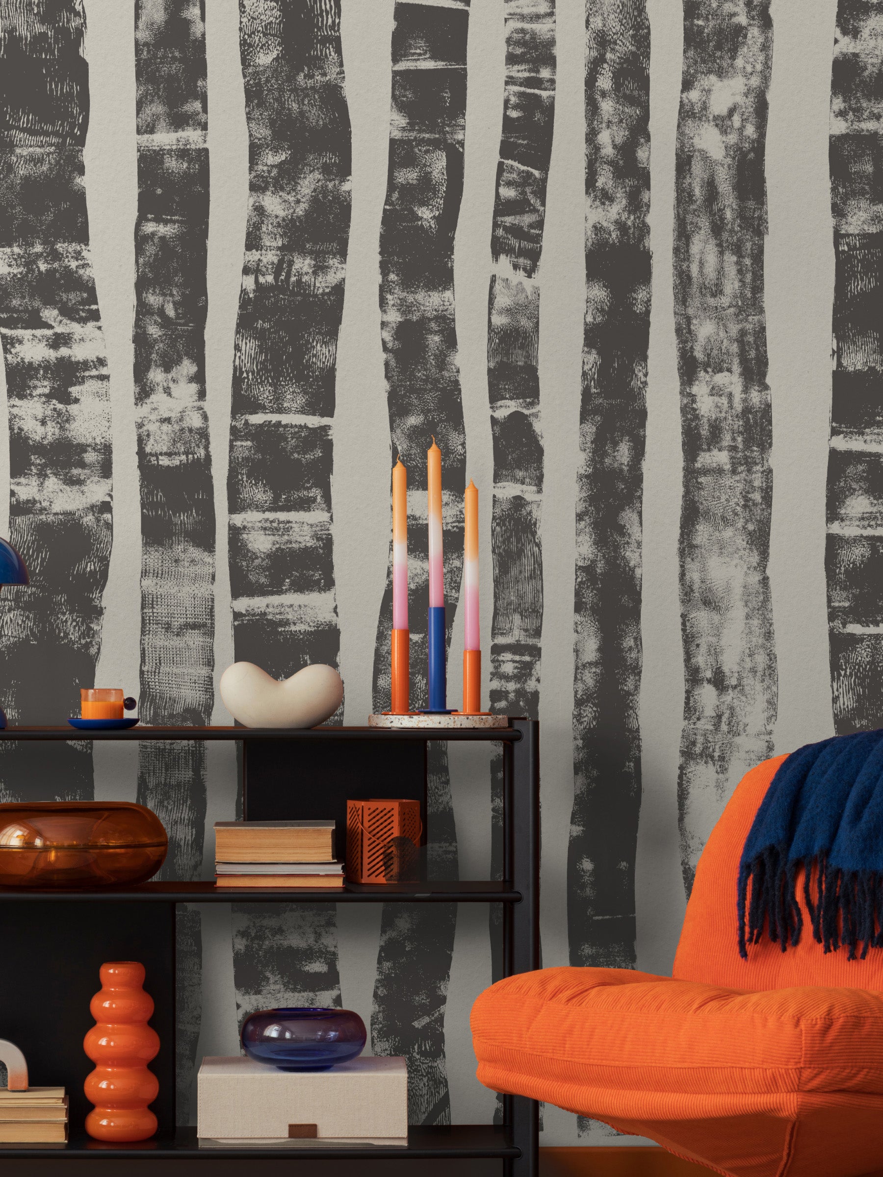 Birch Mural - Midnight