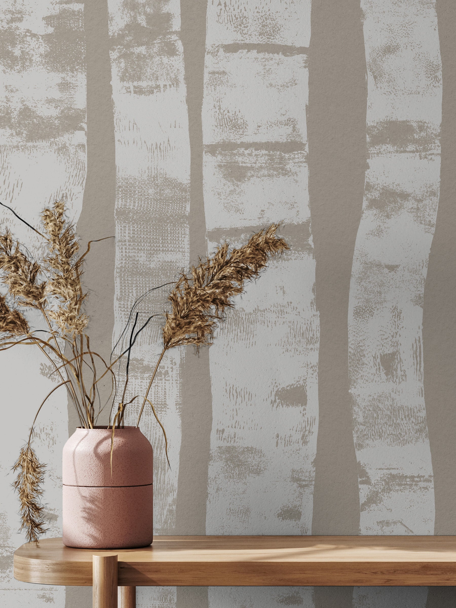 Birch Mural - White