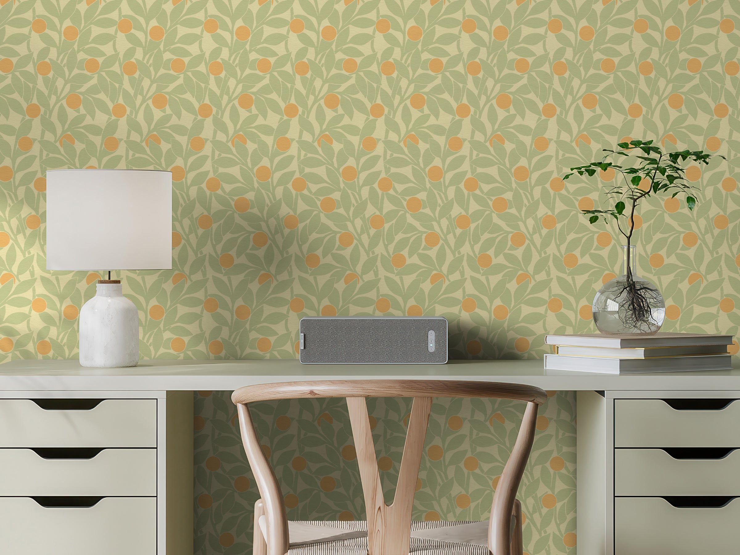 Citrus Grove Lichen Green - Oranges