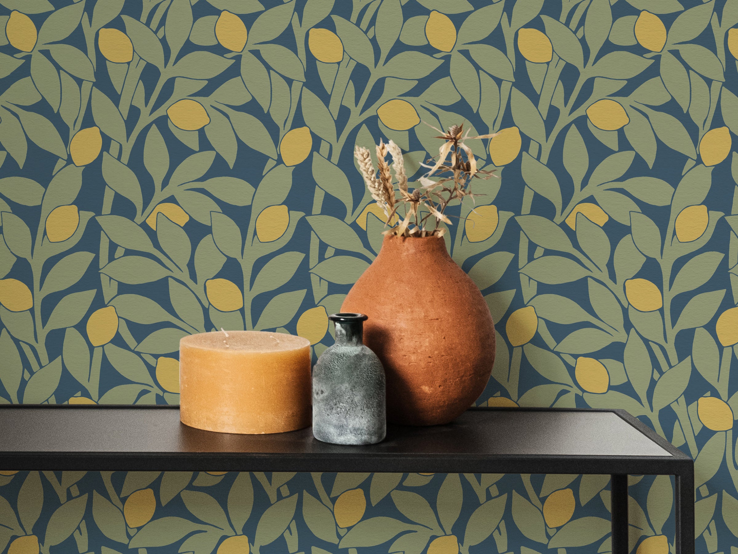 Citrus Grove Navy Sage - Lemons