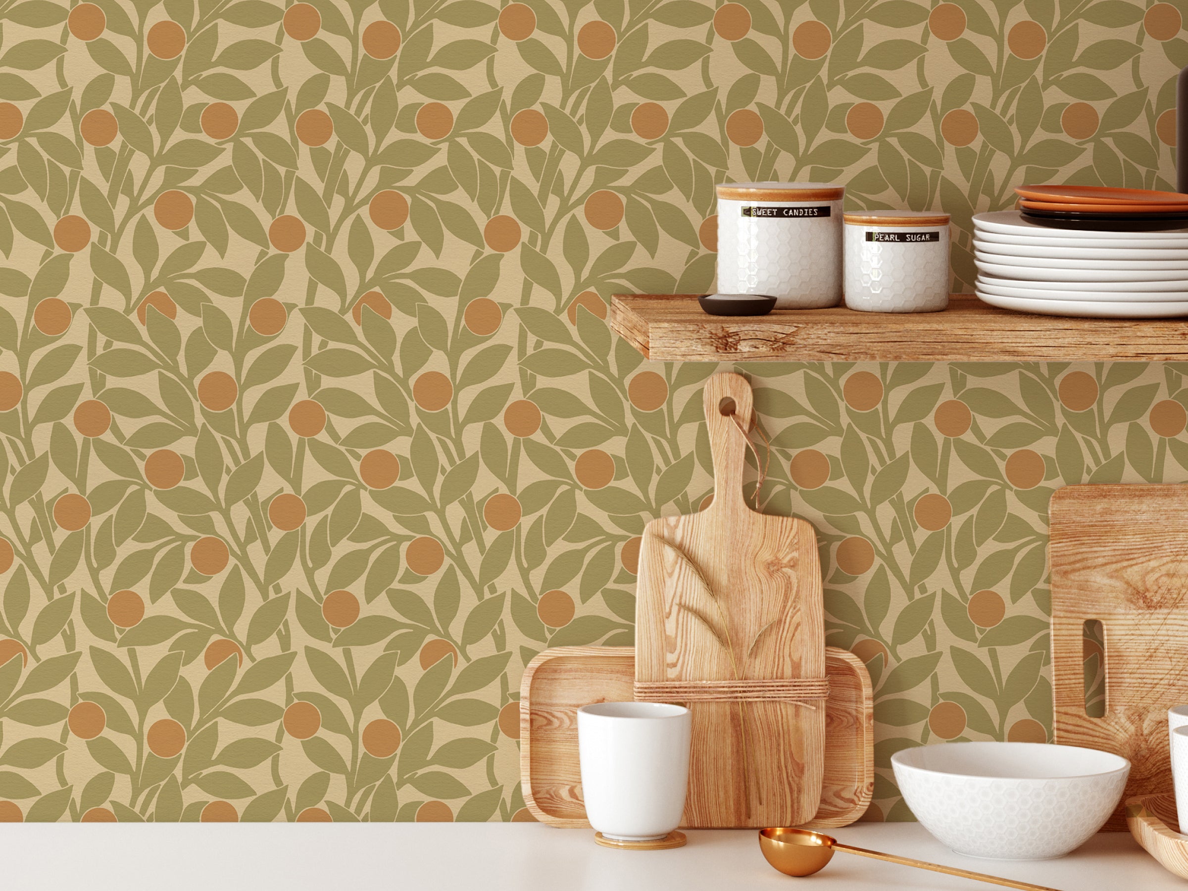 Citrus Grove Olive Green - Oranges