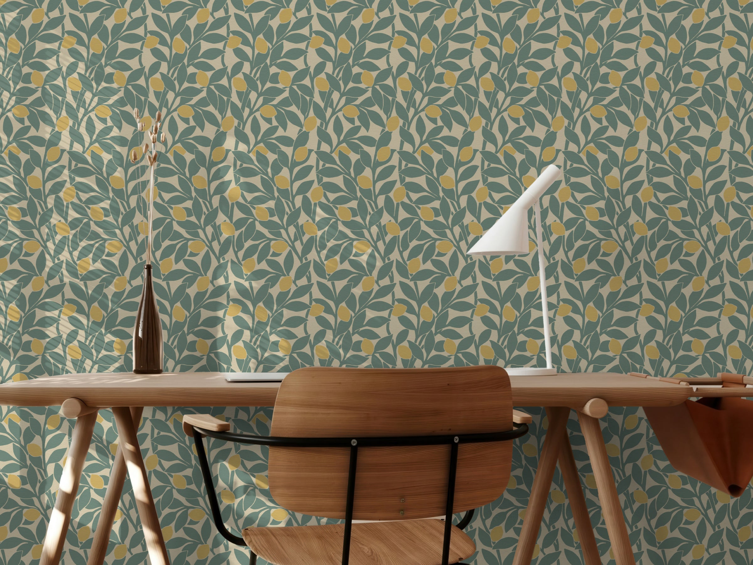 Citrus Grove Pine Green - Lemons
