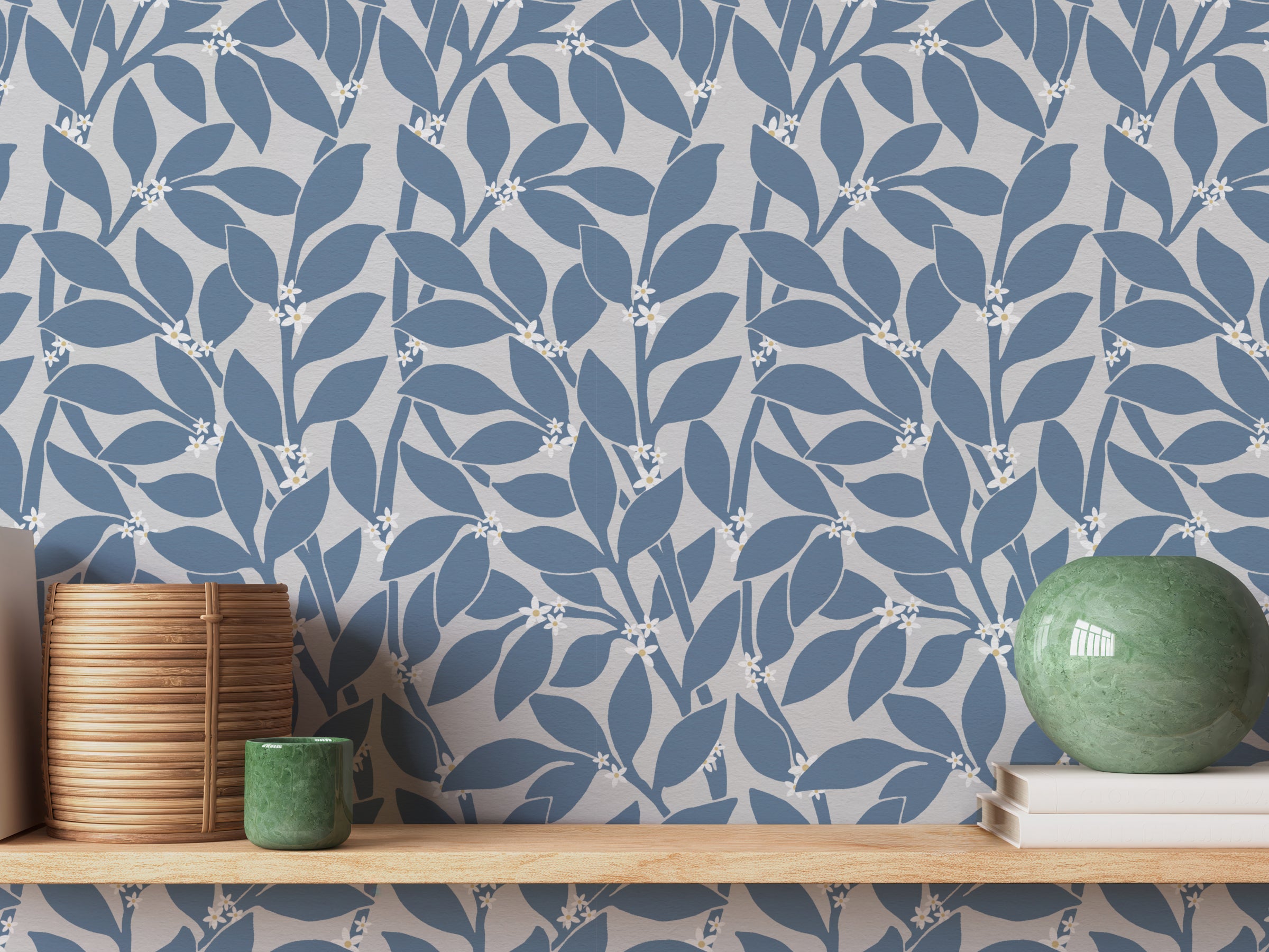 Citrus Grove Soft Navy - White flowers