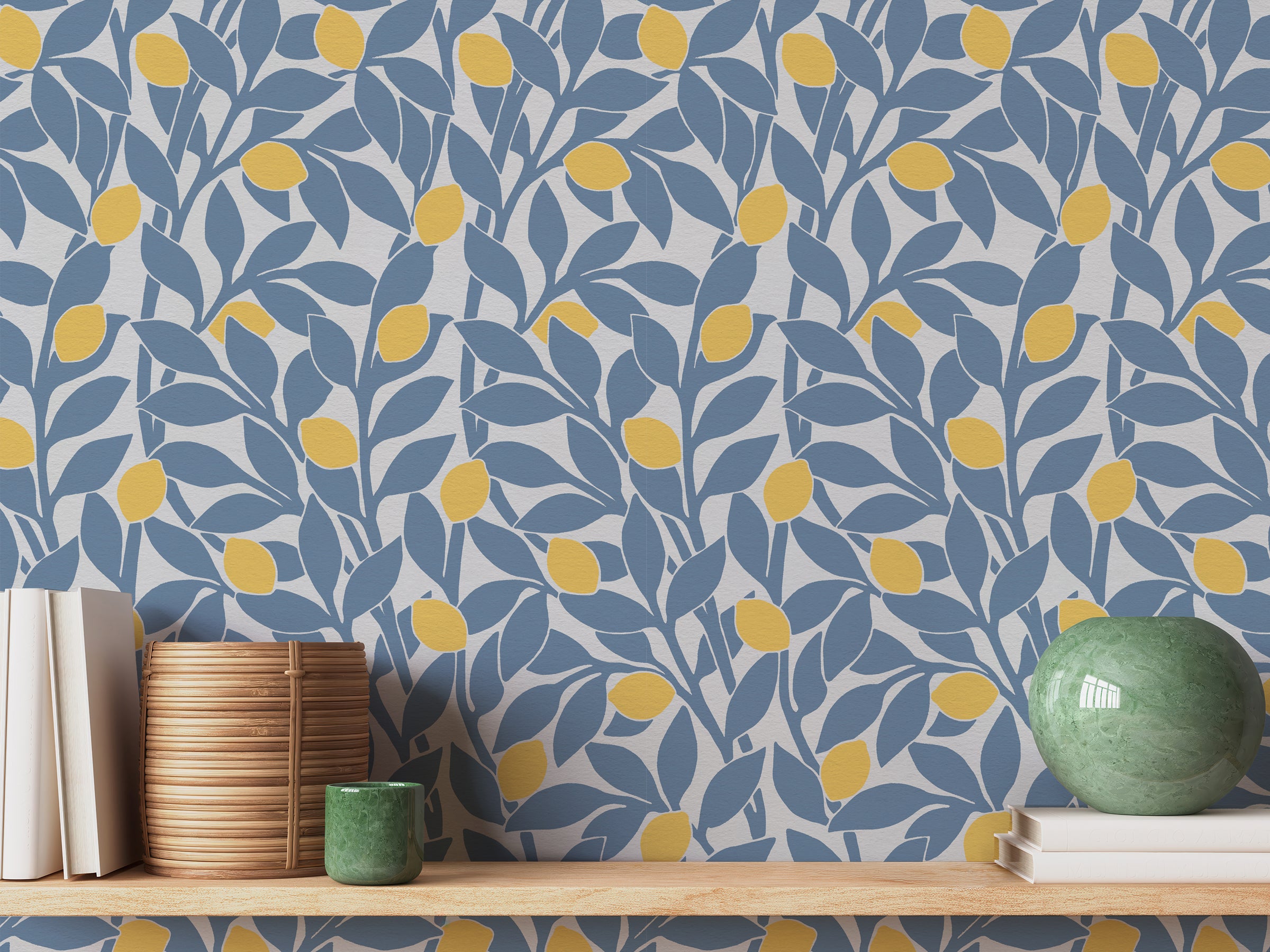 Citrus Grove Soft Navy - Lemons