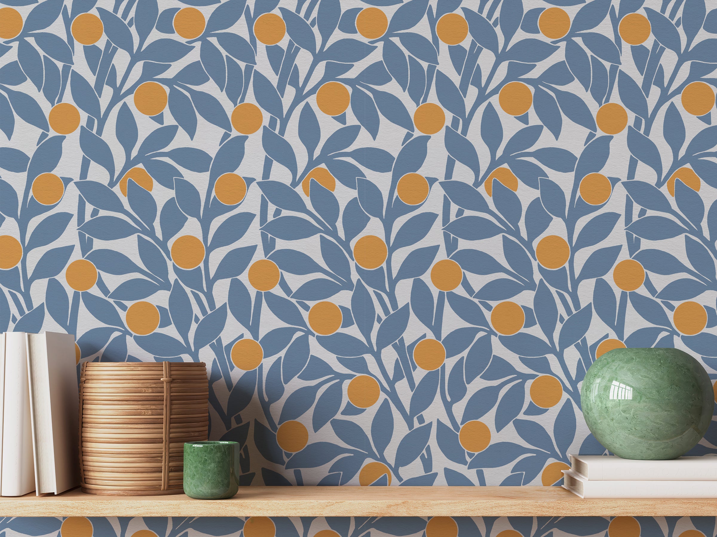 Citrus Grove Soft Navy - Oranges