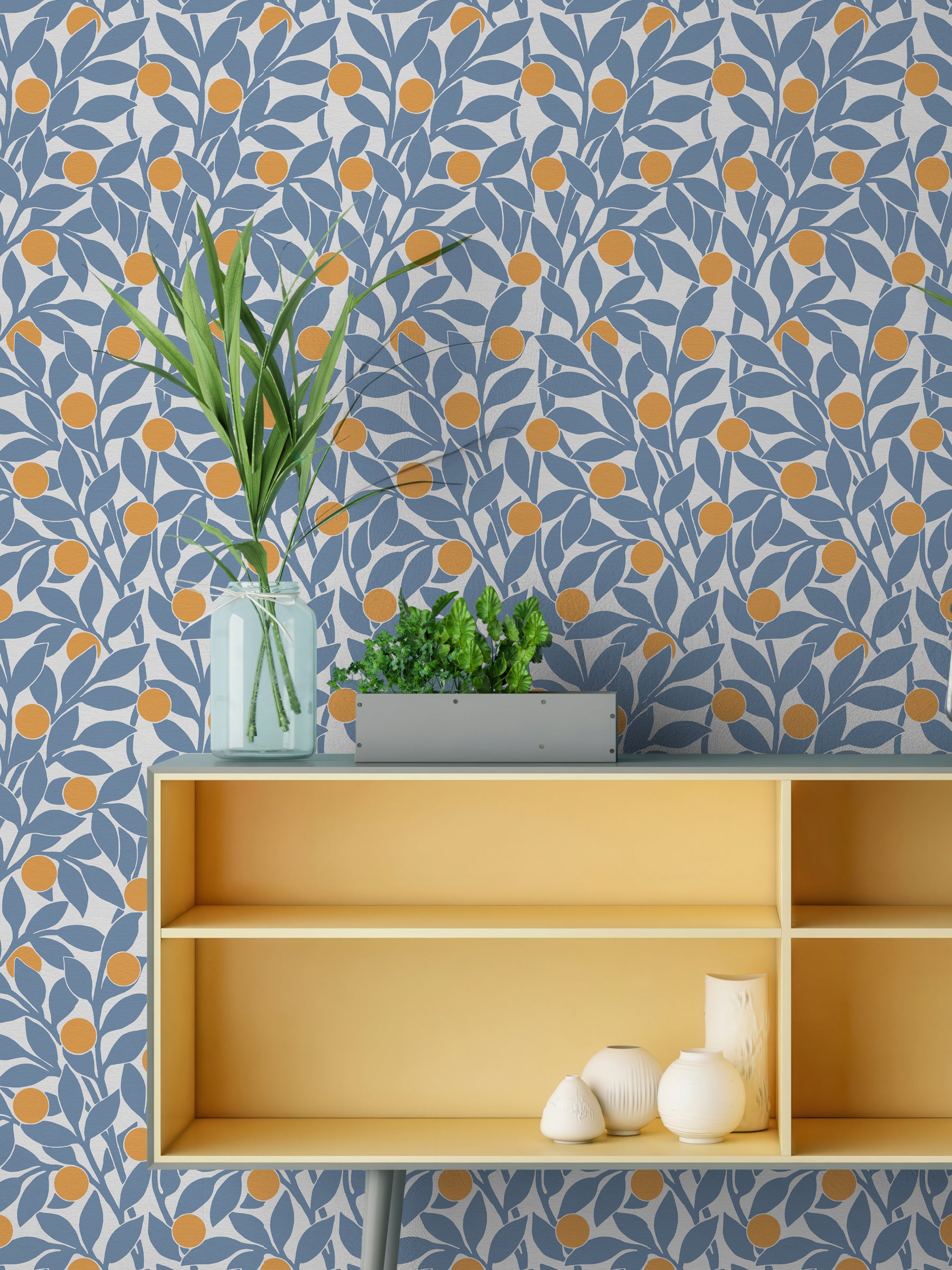 Citrus Grove Soft Navy - Oranges