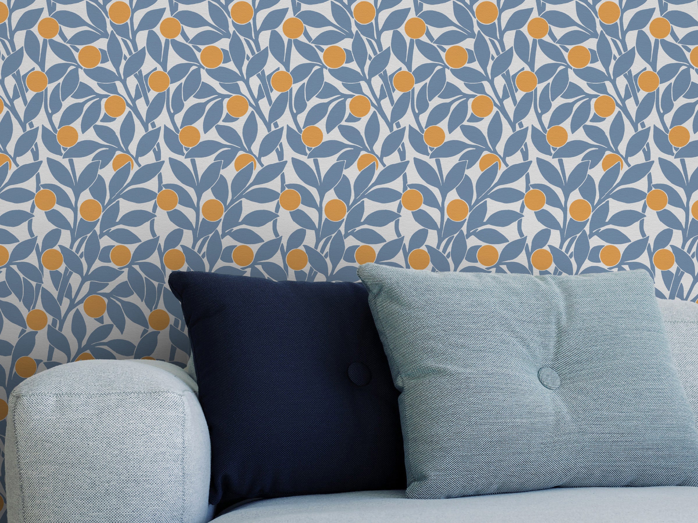 Citrus Grove Soft Navy - Oranges