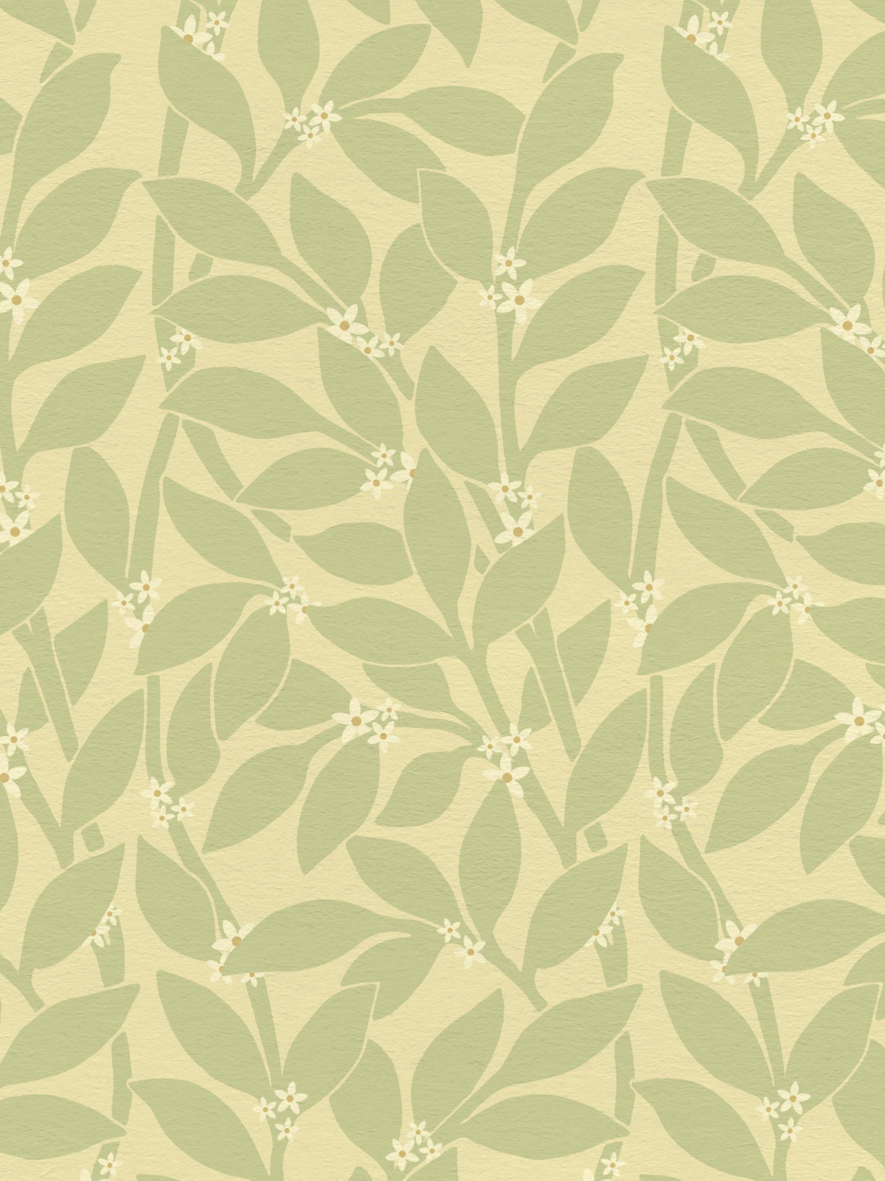 Citrus Grove Lichen Green - White flowers