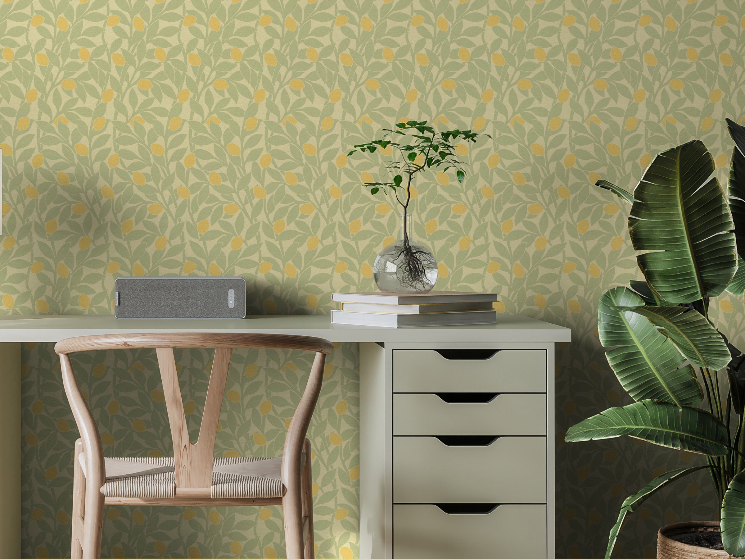 Citrus Grove Lichen Green - Lemons