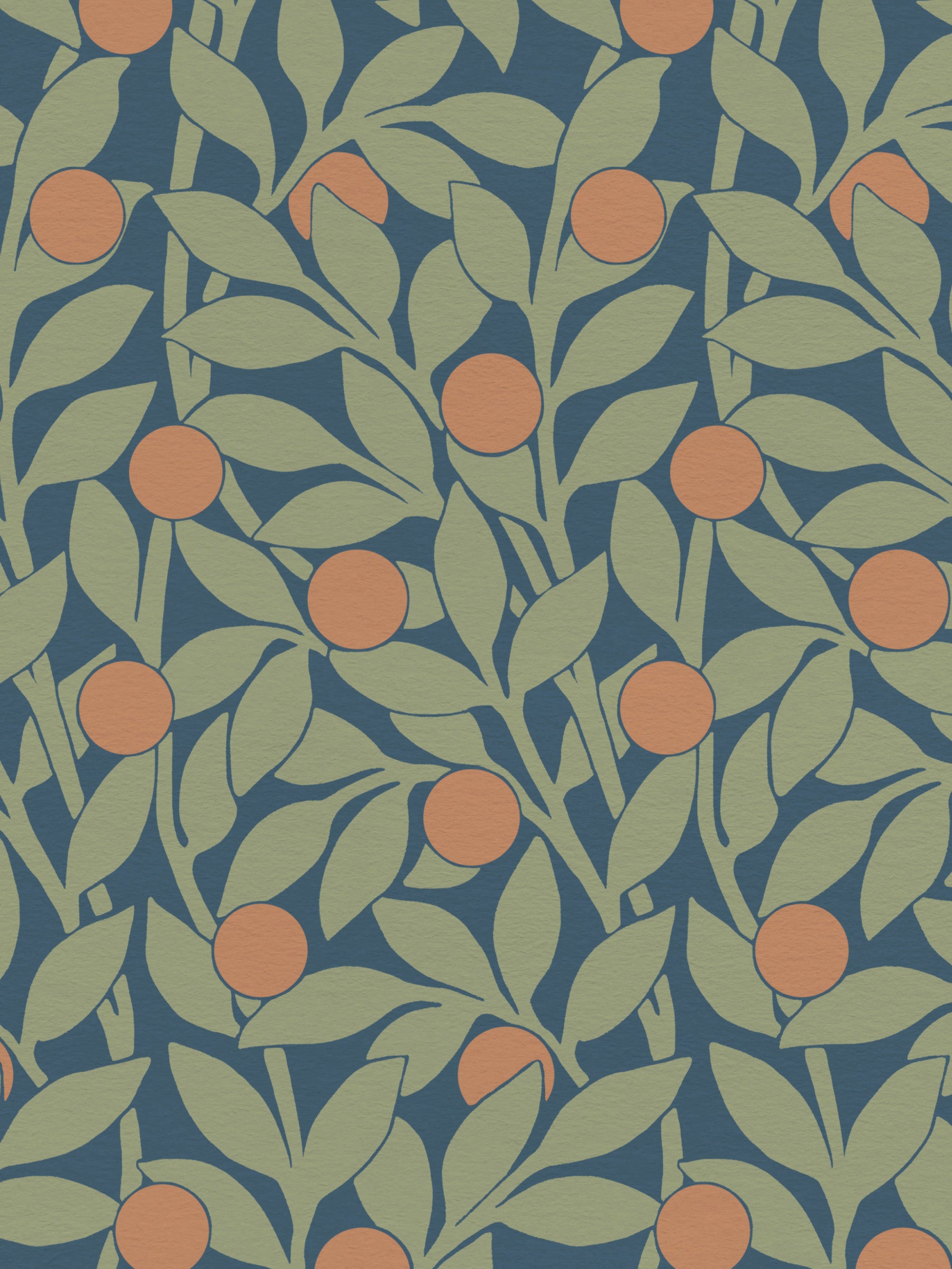 Citrus Grove Navy Sage - Oranges