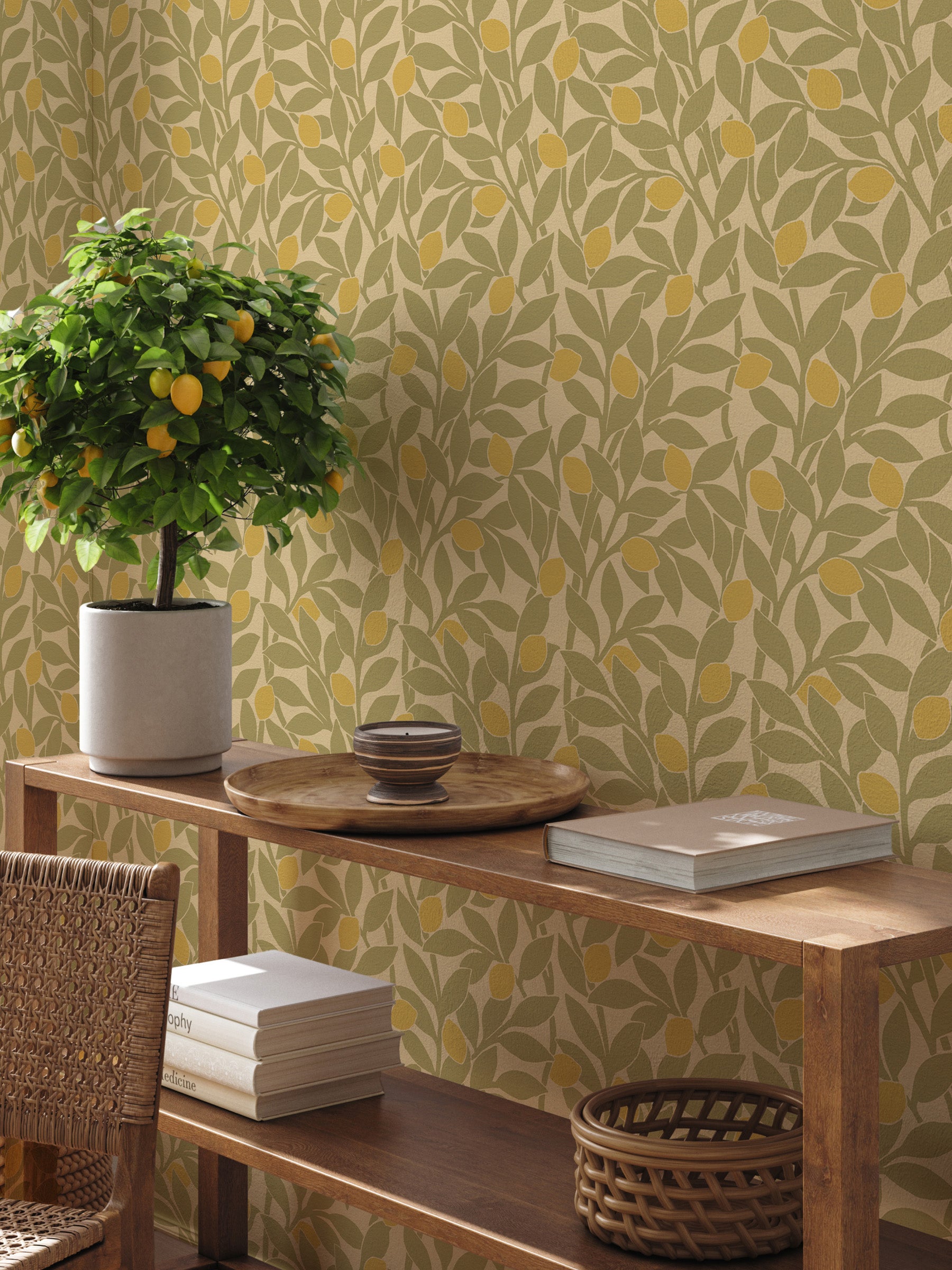 Citrus Grove Olive Green - Lemons