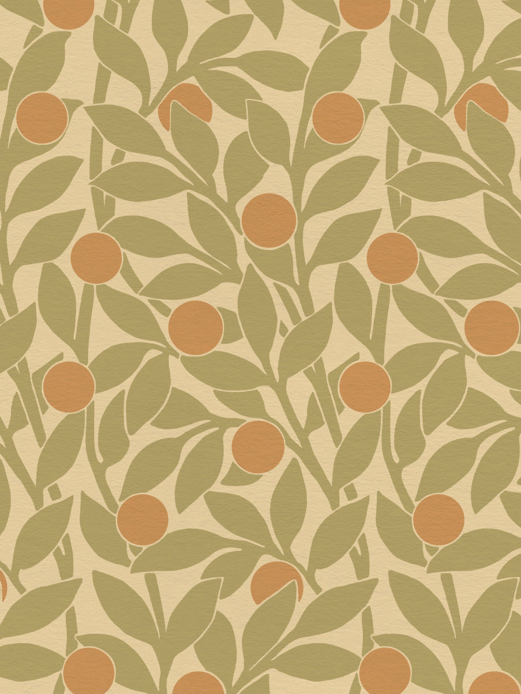 Citrus Grove Olive Green - Oranges