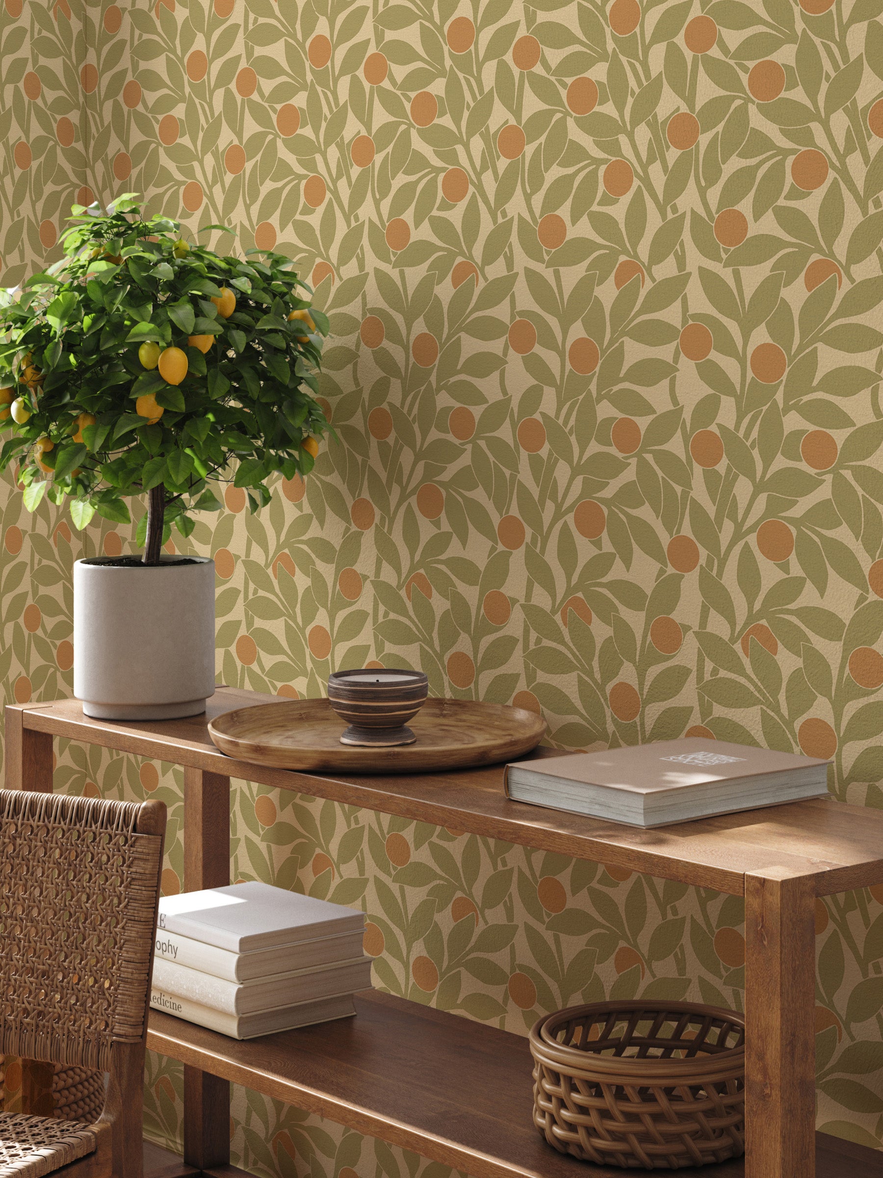 Citrus Grove Olive Green - Oranges