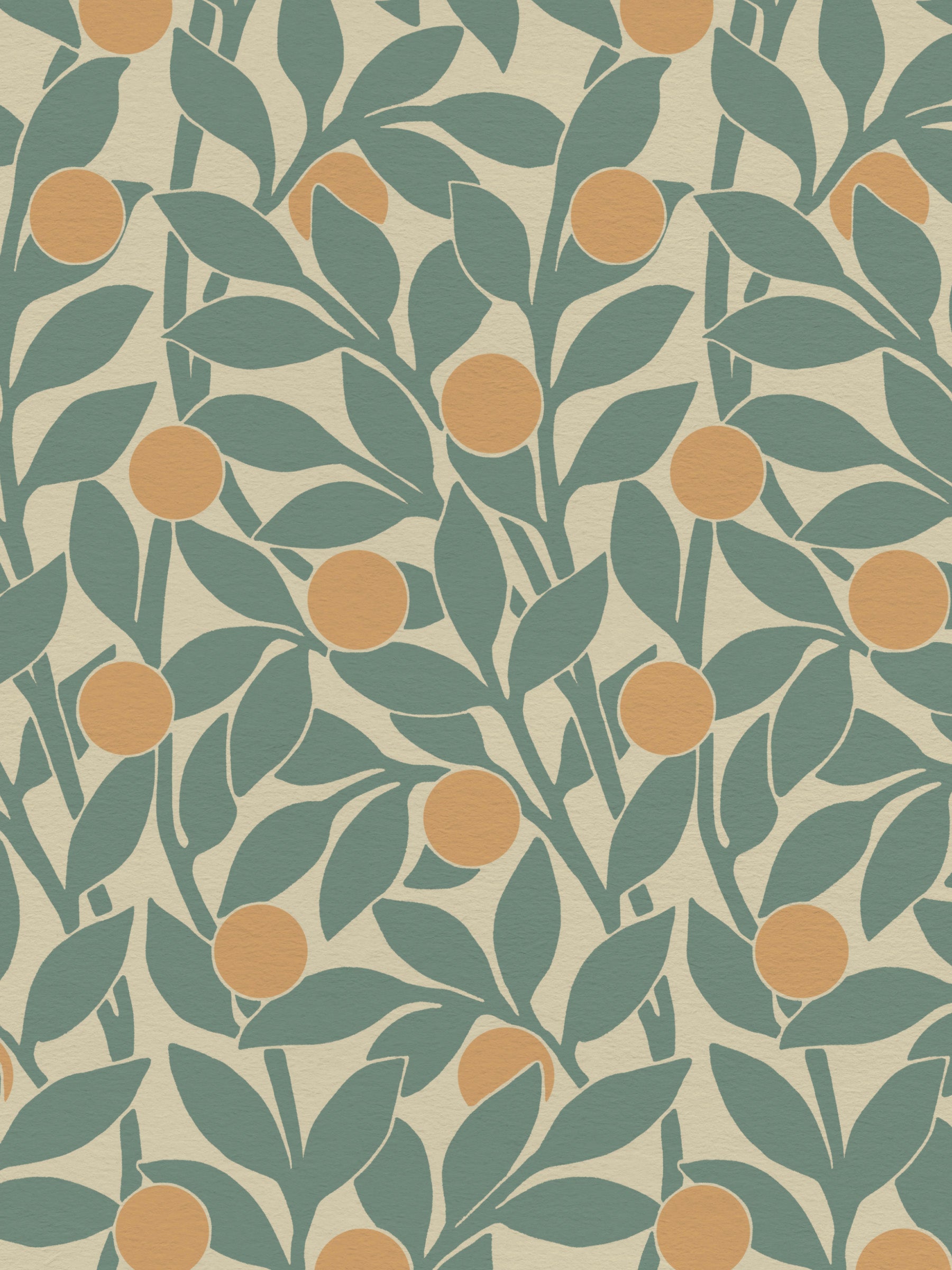 Citrus Grove Pine Green - Oranges