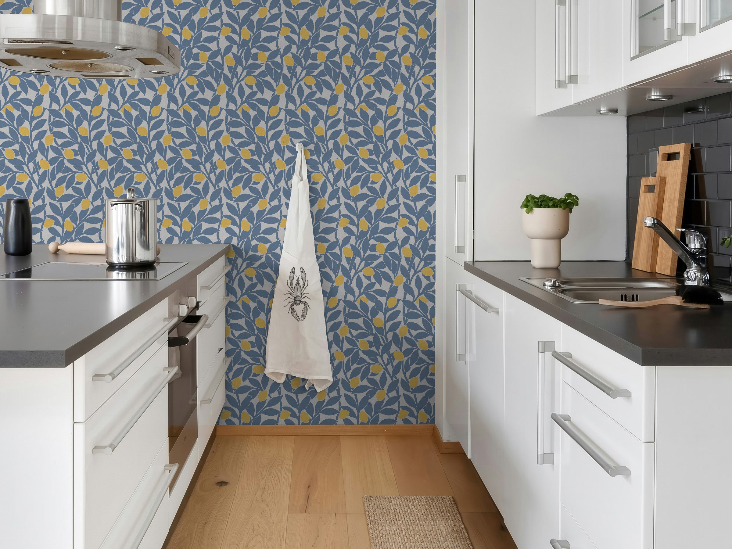 Citrus Grove Soft Navy - Lemons
