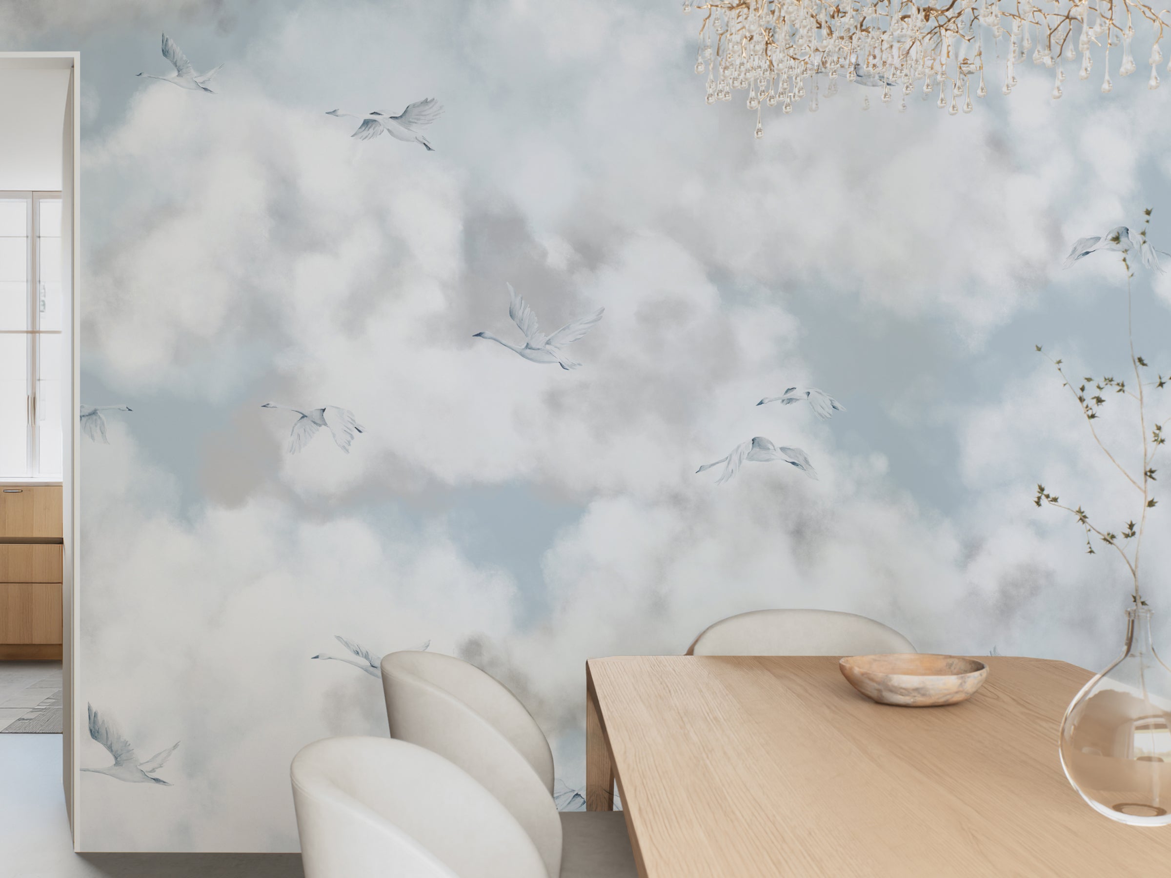 Cloud Play Blue Skies - Swans