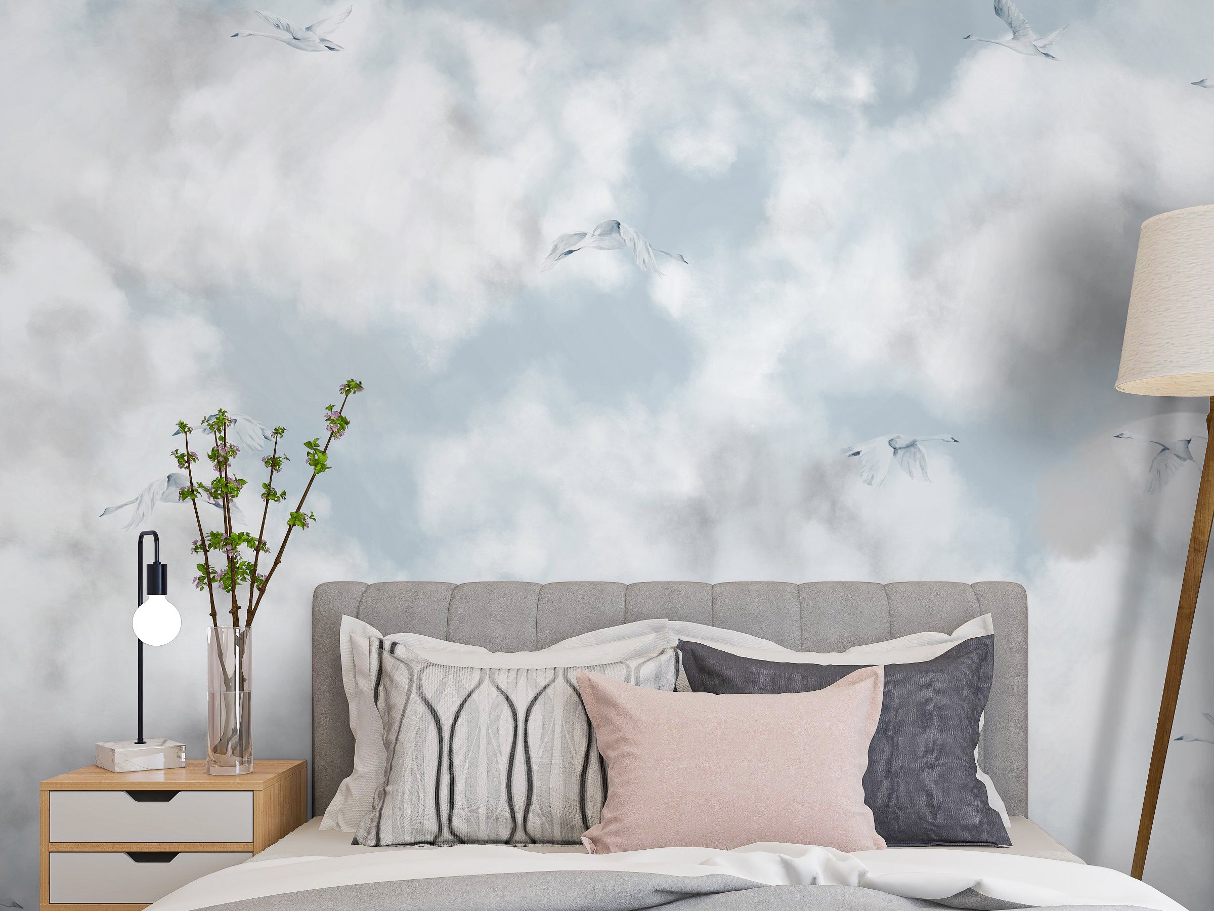 Cloud Play Blue Skies - Swans
