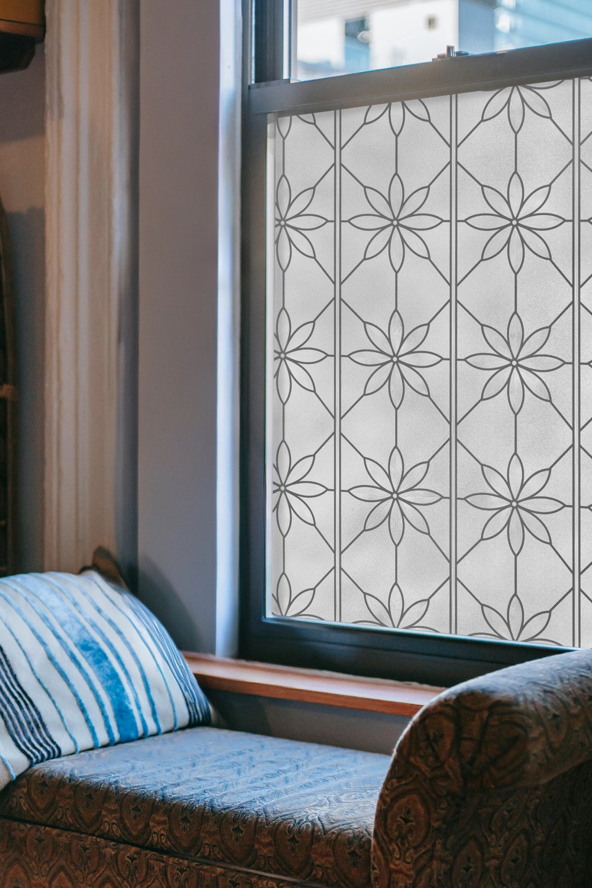 Linear Window Film Pattern Daisy | Window Film with Textured Leaded Glass Pattern | Made in USA ...