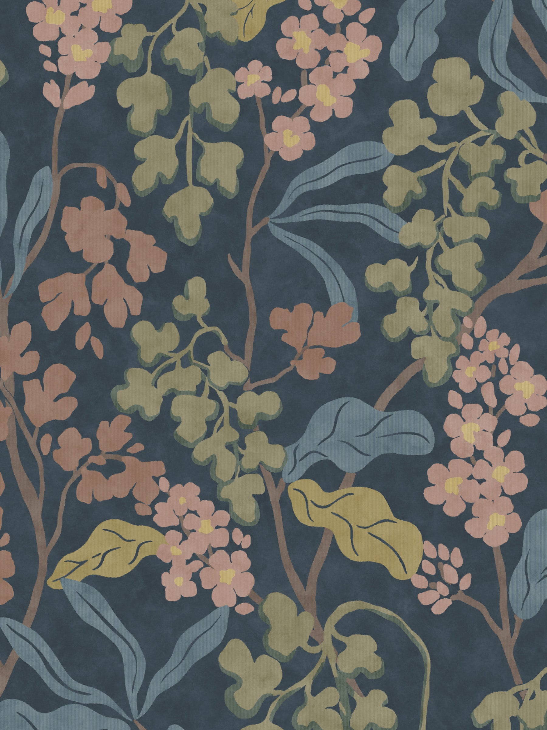 Fiori Mural - Navy Bloom