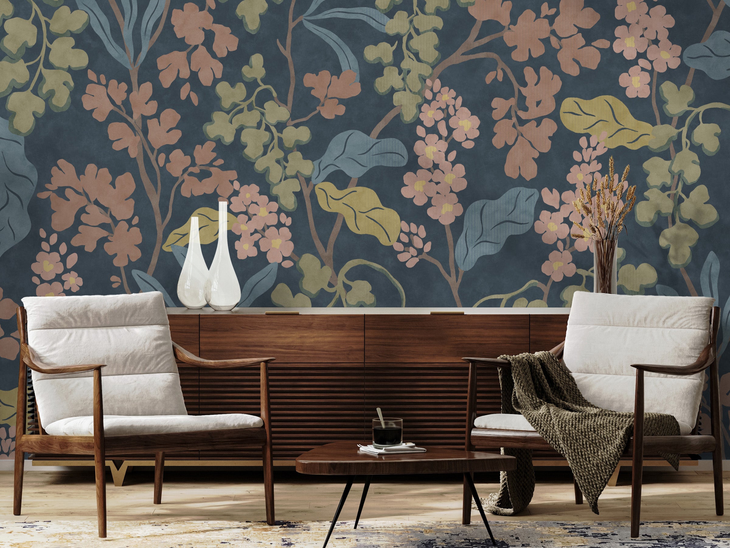 Fiori Mural - Navy Bloom