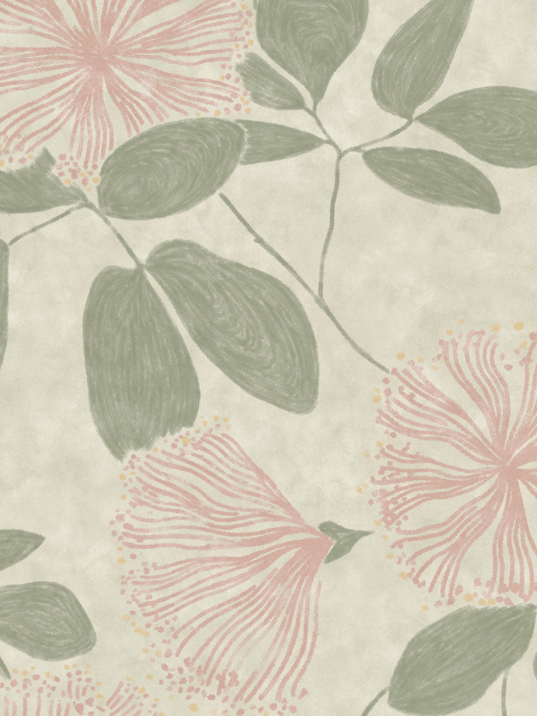 Passion Flower Mural - Whisper Blush