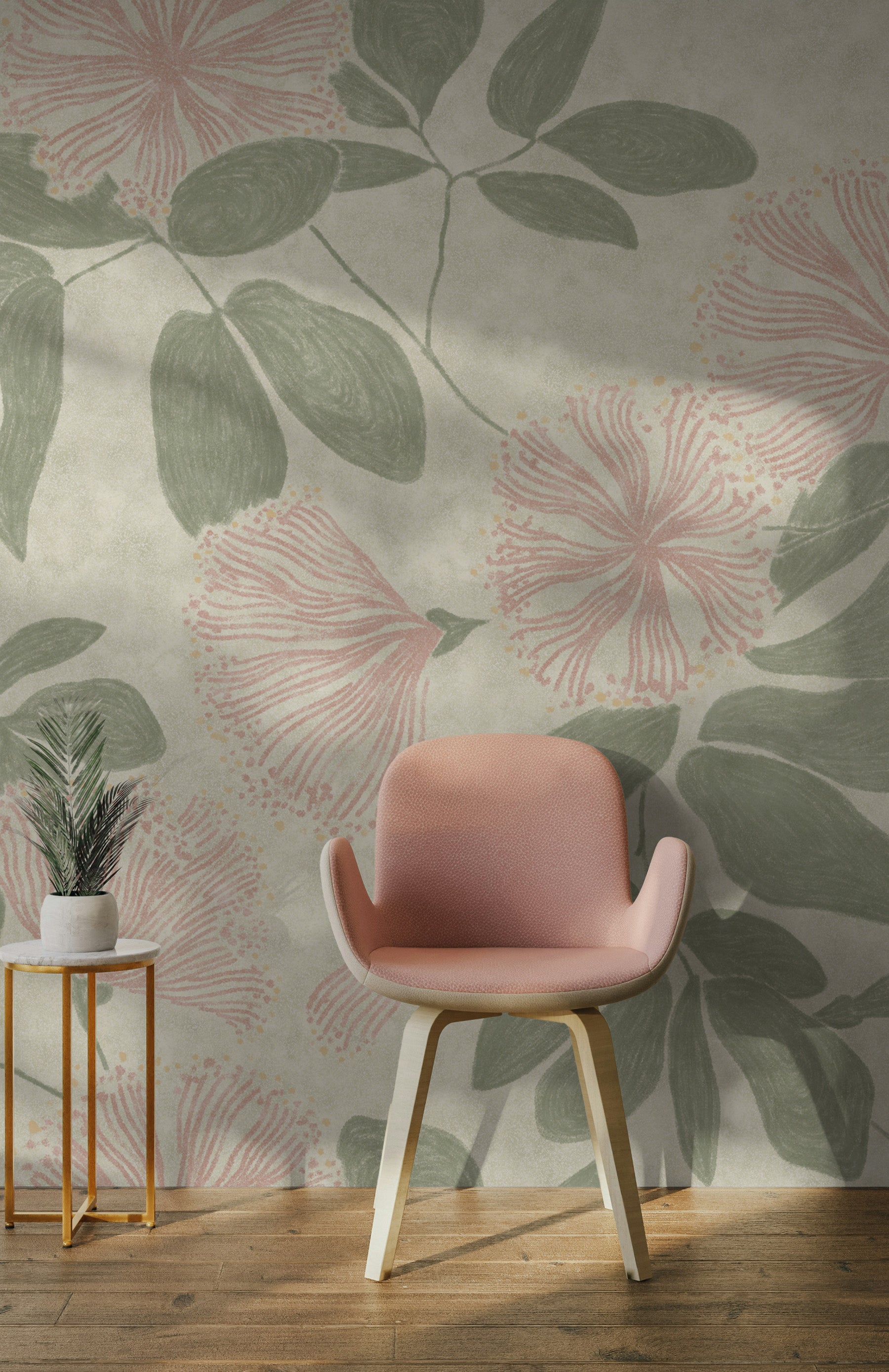 Passion Flower Mural - Whisper Blush