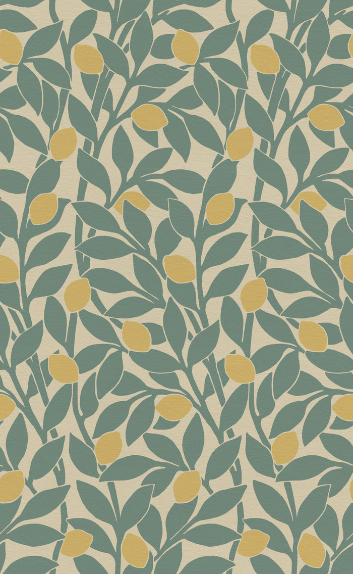 Citrus Grove Pine Green - Lemons