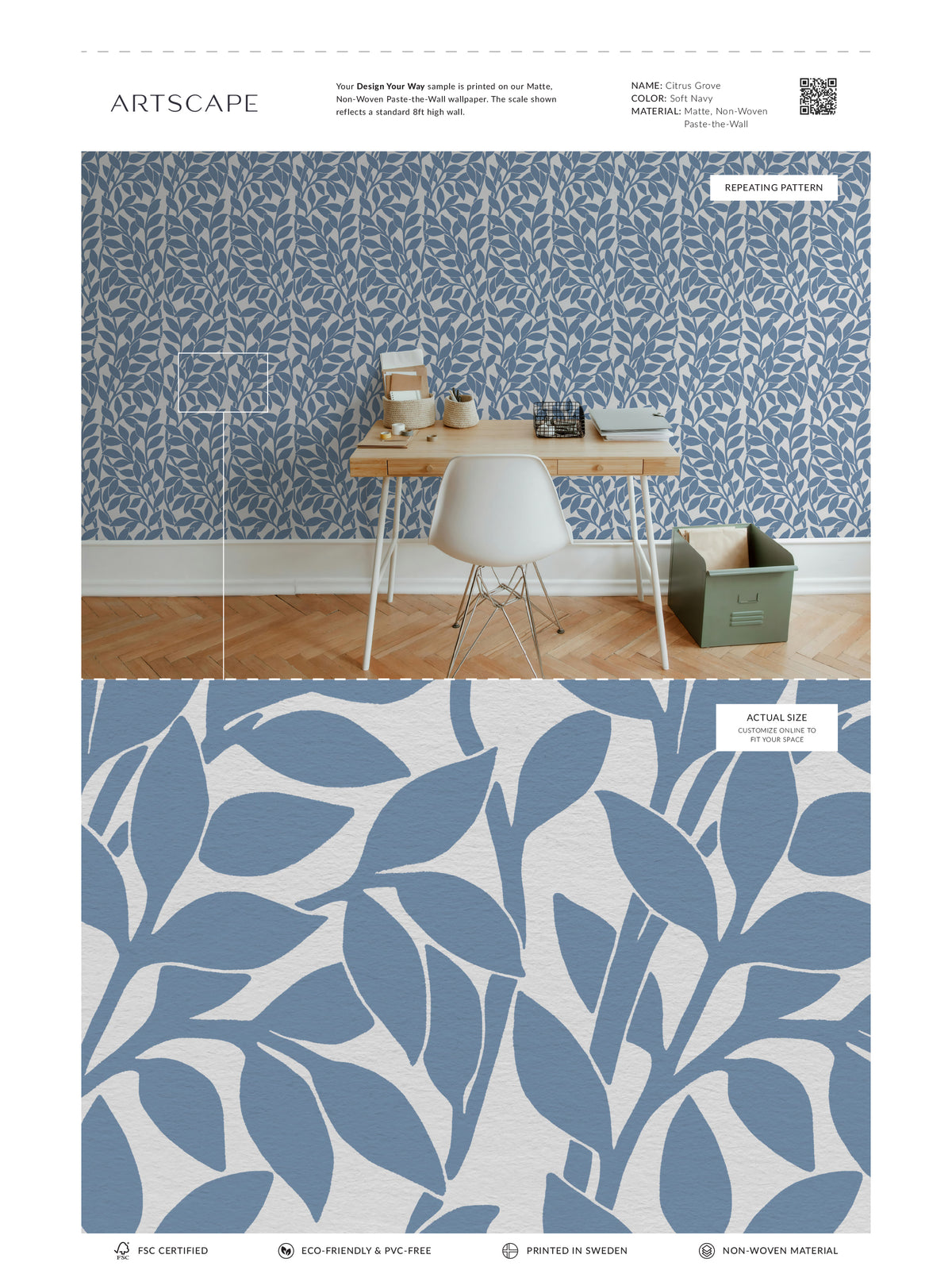 Citrus Grove Soft Navy - Leaves