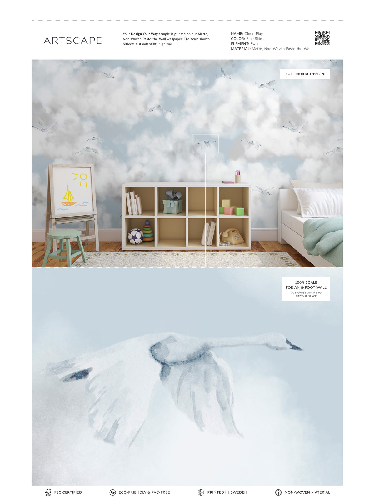 Cloud Play Blue Skies - Swans