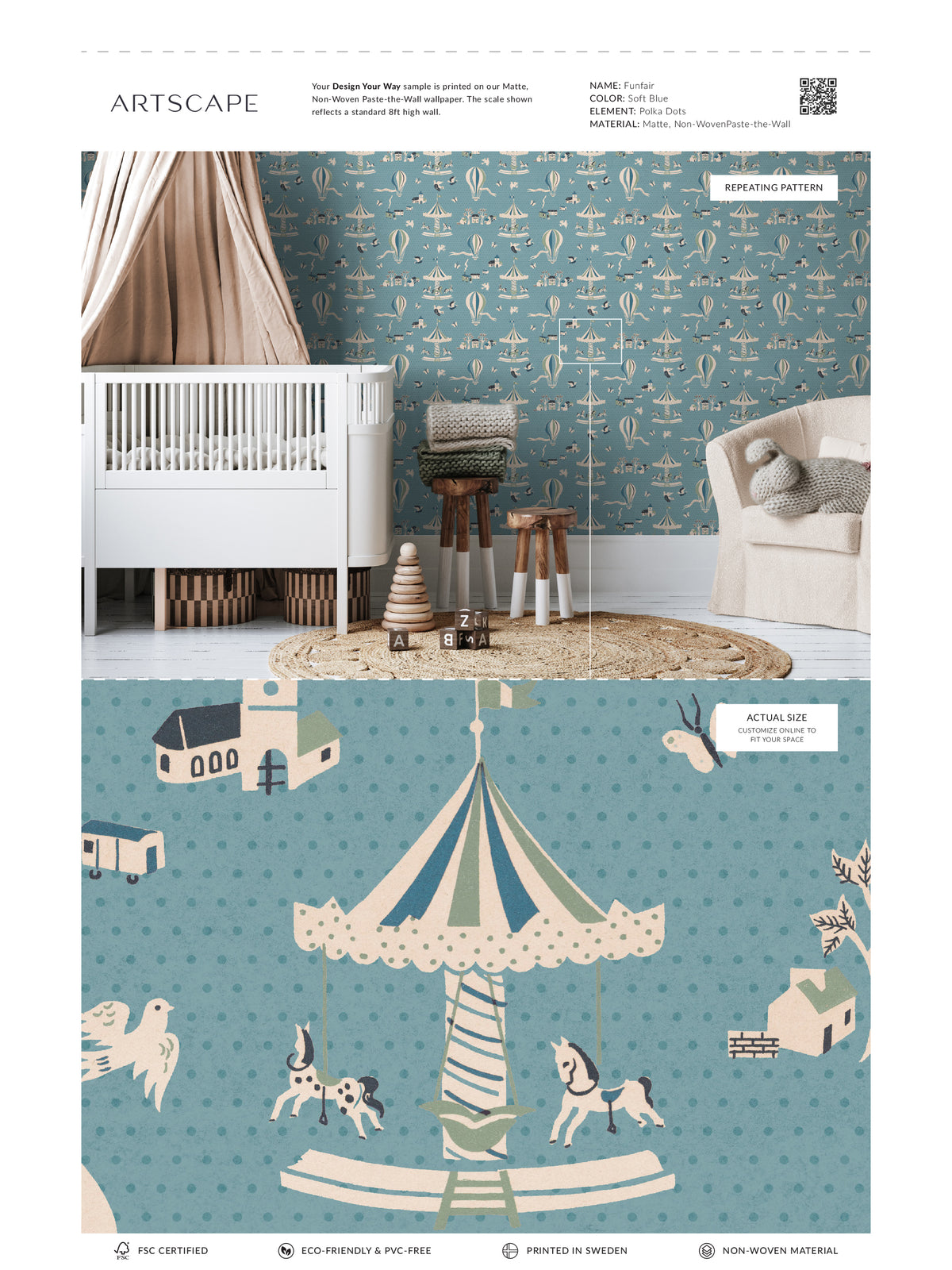 Funfair Soft Blue - Polka Dots