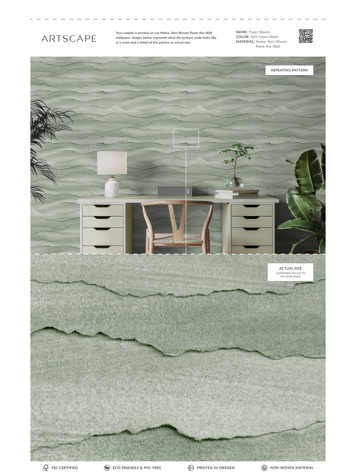 Paper Waves - Soft Green Wave